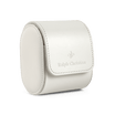 Watch Case - White, white leather watch case with rounded flap, stitched edges, and Ralph Christian logo for elegant watch storage