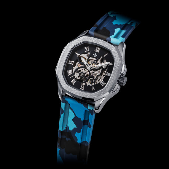 Blue Camo Strap With Silver Buckle
