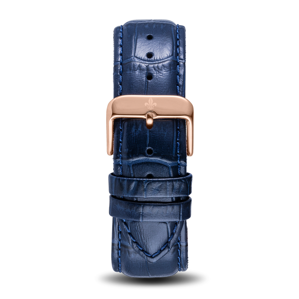 Blue Croc Pattern Leather Strap | Rose Gold Buckle | Ralph Christian