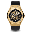 Prague Skeleton Automatic Deluxe - Gold + Gold Link Strap