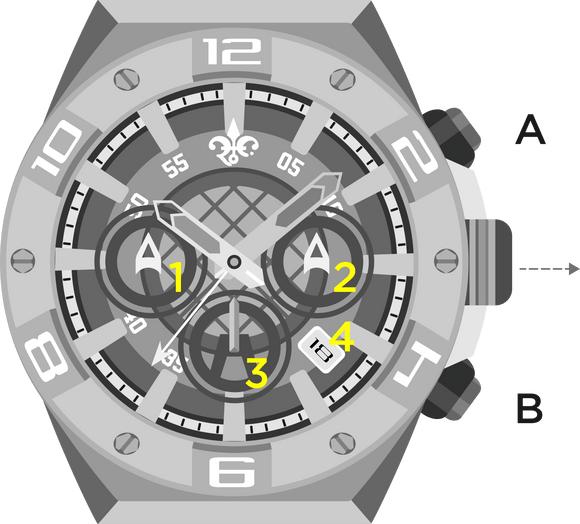 Delta Chronograph Watch Instruction Image