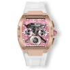 The Intrepid Sport Ladies - Sakura Blush rose gold tone statement watch with pink chronograph dial and white strap
