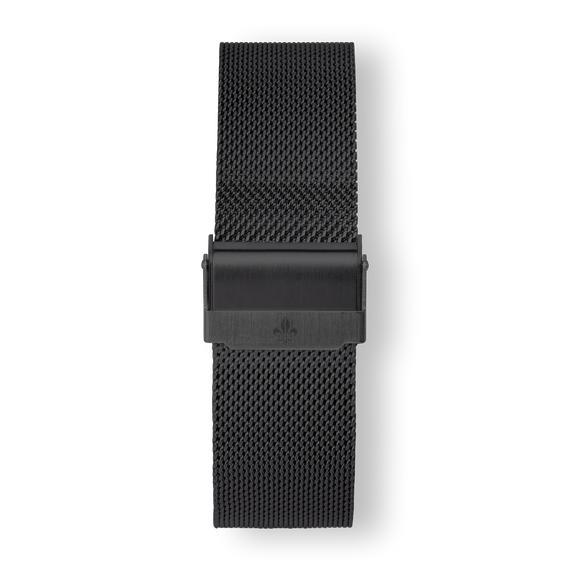Black Mesh Interchangeable Strap for men's luxury watches featuring a sleek black mesh bracelet with a secure clasp, designed to complement bold Ralph Christian timepieces.