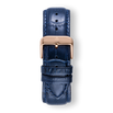 Blue Croc Pattern Leather Strap With Rose Gold Buckle featuring a textured deep blue leather strap with croc pattern and a polished rose gold buckle, designed for men's luxury watches.