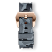 Grey camo patterned watch strap for men featuring a rose gold buckle, designed to complement bold luxury watches with a distinctive style. Grey Camo Strap With Rose Gold Buckle.