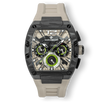 Intrepid Sport Carbon Fibre - Ivory Slate watch featuring a bold carbon fibre case, ivory slate dial with 24-hour subdial, day and date functions, and beige silicone strap.
