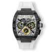 Intrepid Sport Carbon Fibre - Polar Sun men's luxury watch featuring a bold carbon fibre case, white rubber strap, textured grey dial with yellow-accented chronograph subdials, and silver-tone hands.