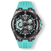 The Apex Chrono - Aqua Marine men's luxury watch with aqua marine silicone strap, black and silver chronograph dial featuring date function and bold numeric markers.