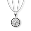 The Compass Essentials Bundle - Silver features a bold silver compass pendant with black cubic zirconia accents on a matching silver chain necklace, designed for men's jewelry.
