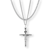 The Crucifix Essentials Bundle - Silver featuring a polished silver crucifix pendant on a matching silver chain, designed as a bold men's jewelry statement piece.