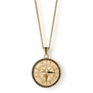 The Compass Essentials Bundle - Gold pendant featuring a detailed compass design in polished gold with a black stone-set border, hanging from a gold chain necklace, bold by design.