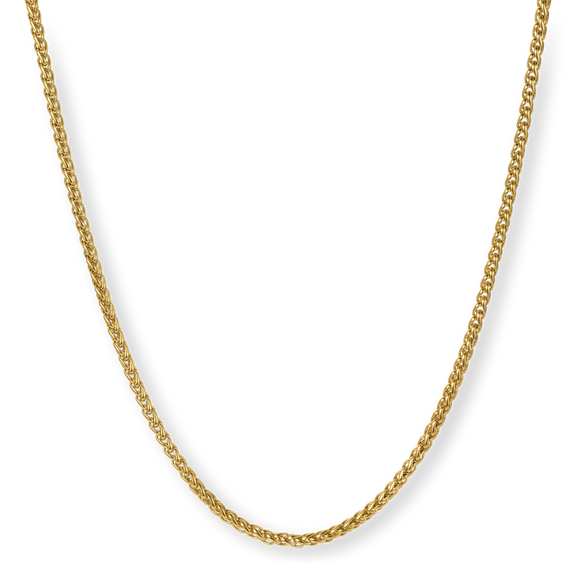 The Gold Wheat Necklace - Essentials Collection featuring a bold, intricately woven gold chain designed for men's jewelry, embodying luxury and statement style.