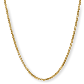 The Gold Wheat Necklace - Essentials Collection featuring a bold, intricately woven gold chain designed for men's jewelry, embodying luxury and statement style.
