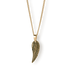 The Gold Wing Pendant - Essentials Collection features a sleek gold-tone wing pendant on a matching chain, crafted for men's jewelry with bold and luxurious design.