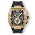 The Intrepid Sport Ice - Midas Black men's luxury watch featuring a gold-tone case with cubic zirconia accents, black textured dial with chronograph subdials, and a black rubber strap.