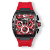 The Intrepid Sport - Racing Red men's luxury watch by Ralph Christian featuring a bold red dial with 24-hour subdial, day and date functions, black angular case, and matching red strap. Bold by Design.