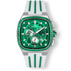 The Legacy Chrono Ice - Emerald Glacier men's luxury watch featuring a green dial with chronograph subdials, date function, green ice-set bezel, and white strap with green accents, bold by design.