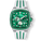 The Legacy Chrono Ice - Emerald Glacier men's luxury watch featuring a green dial with chronograph subdials, date function, green ice-set bezel, and white strap with green accents, bold by design.