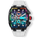 The Polaris Chrono Ice - Arctic Prism men's luxury watch features a bold black case with a multi-colored iced bezel, vibrant chronograph subdials, sapphire-coated crystal, and a white rubber strap, designed to make a statement.