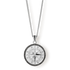 The Compass Essentials Bundle - Silver features a bold men's pendant necklace with a detailed compass design in silver and a black stone-studded border, suspended from a matching silver chain.