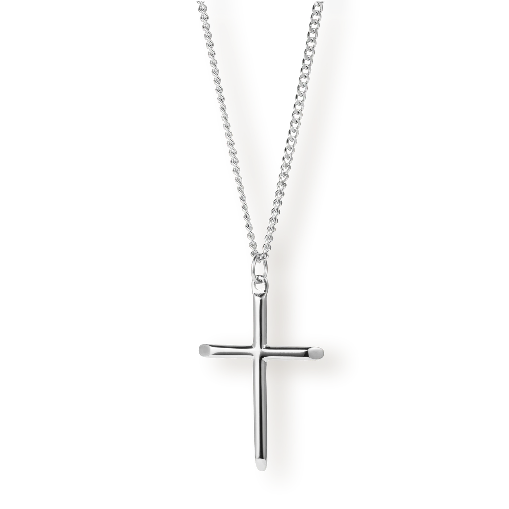 The Cross Essentials Bundle - Silver featuring a sleek, polished silver cross pendant on a fine chain, designed as bold men's jewelry for a confident, standout look.