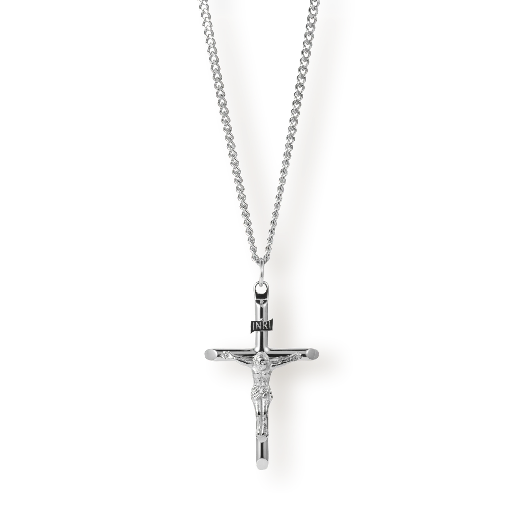 The Crucifix Essentials Bundle - Silver featuring a bold men's silver crucifix pendant on a matching chain, crafted with high-quality materials for standout men's jewelry by Ralph Christian.
