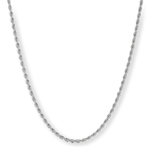 The Silver Rope Necklace - Essentials Collection featuring a sleek, polished silver twisted rope design crafted for men's luxury jewelry, bold by design.