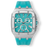 The Spectre Chrono - Aqua Forge men's luxury watch featuring a bold turquoise dial with chronograph subdials, date function, stainless steel case, and turquoise rubber strap.