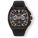 The Vector Sport - Copper Eclipse men's luxury watch featuring a bold black square case with copper accents, a black dial with three subdials for date, 24-hour, and day functions, and a black rubber strap.