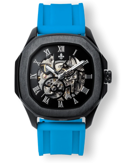 The Avalon Black + Blue Silicone Strap