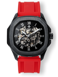 The Avalon Black + Red Silicone Strap