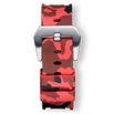 Red Camo Strap With Silver Buckle featuring a red and black camouflage pattern silver metal buckle and adjustment holes for a bold men's watch design