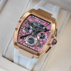 The Intrepid Sport Ladies - Sakura Blush rose gold watch with pink chronograph dial, white strap, bold case, and detailed subdials in a luxury statement design