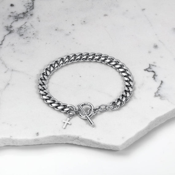 The Cross Pendant Bracelet - Silver