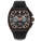 The Vector Sport - Copper Eclipse men's luxury watch featuring a bold black square case with copper accents, a black dial with three subdials for date, 24-hour, and day functions, and a black rubber strap.