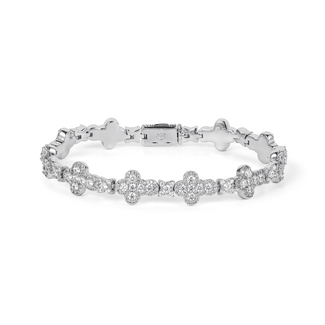 Silver Cross Bracelet with Cubic Zirconia on a white background