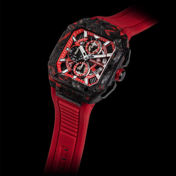 The Vanguard Carbon Chrono - Crimson Ember - Angle Shot