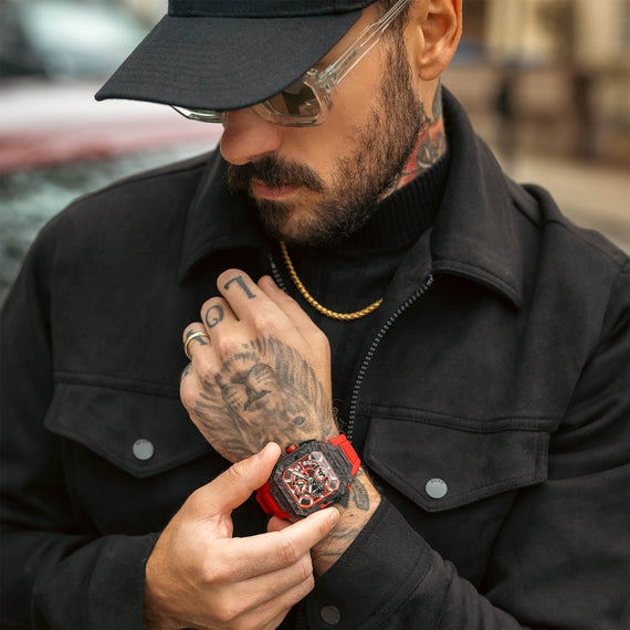 The Vanguard Carbon Chrono - Crimson Ember