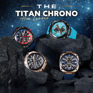 Two men sitting at a table outdoors with a magazine on the table.