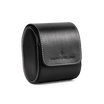 Black leather Watch Case with white stitching and embossed logo, designed to protect and store luxury timepieces, reflecting Ralph Christian’s bold by design aesthetic.