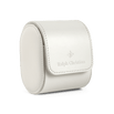 Watch Case - White, white leather watch case with rounded flap, stitched edges, and Ralph Christian logo for elegant watch storage