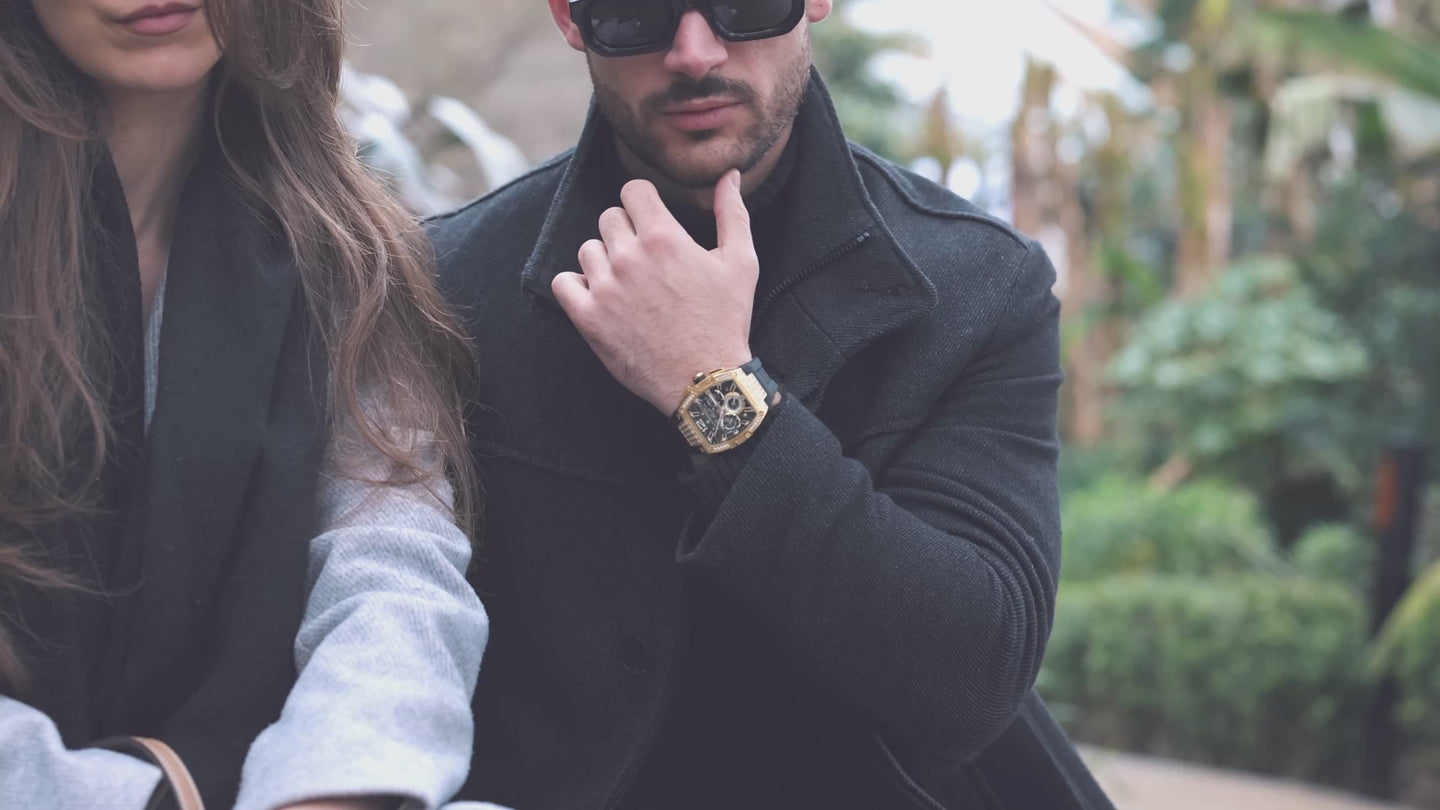 A video showcasing numerous scenes of models wearing Ralph Christian watches along with close up clips of Ralph Christian watches in a watch box