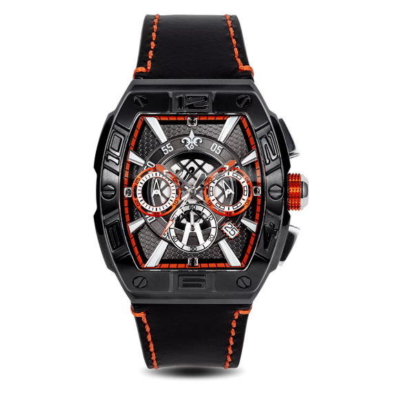 The Intrepid Chronograph - Midnight Diamond | Neon Orange