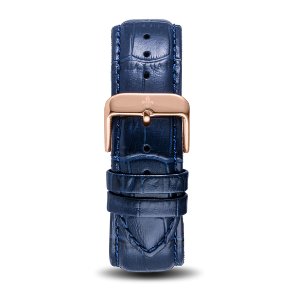 Blue Croc Pattern Leather Strap | Rose Gold Buckle | Ralph Christian Blue Croc Pattern Leather Strap | Rose Gold Buckle | Ralph Christian