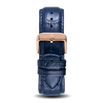 The Avalon Rose Gold + Blue Leather Croc Pattern Strap