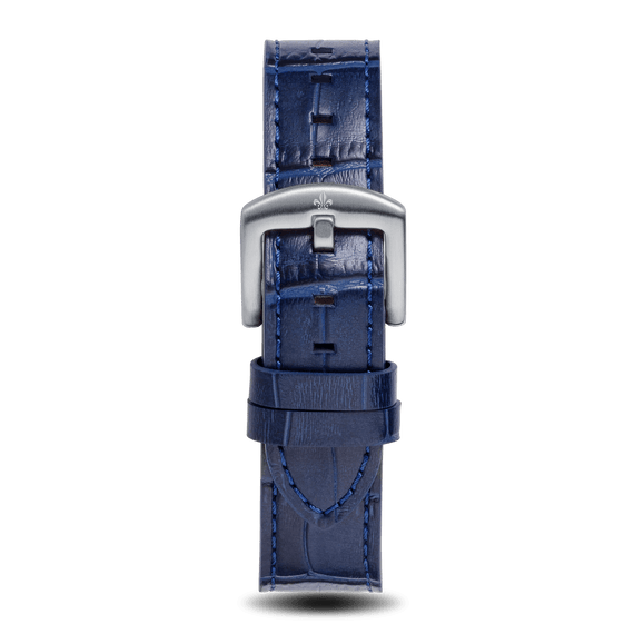 Blue Croc Pattern Leather Strap With Silver Buckle - Prague Deluxe