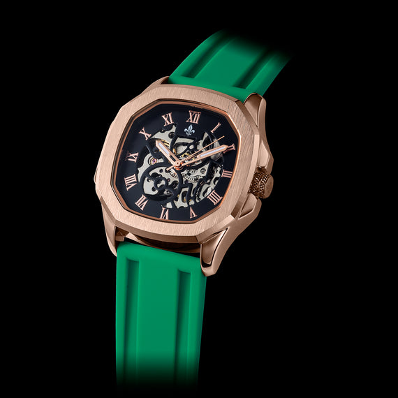 Green Silicone Strap With Rose Gold Buckle