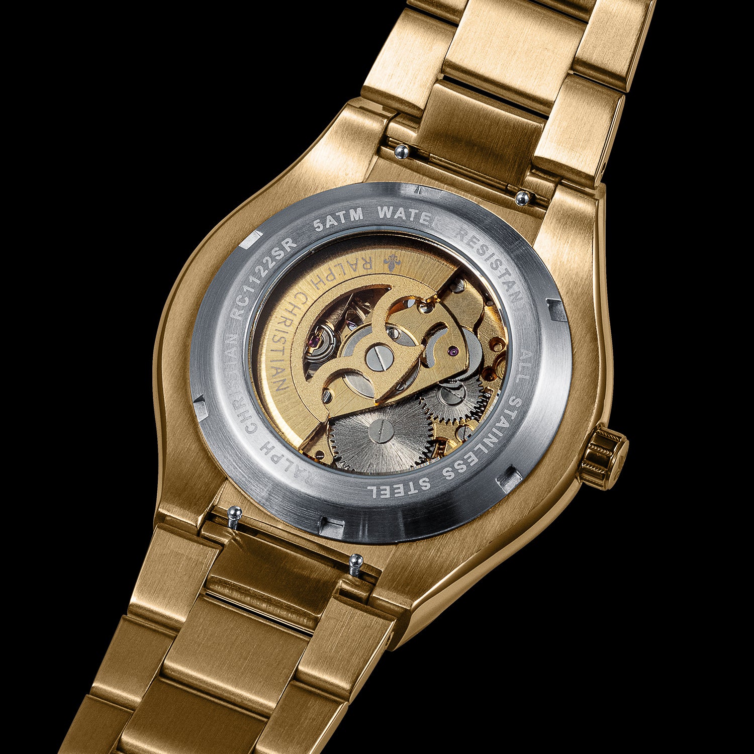 Prague Skeleton Automatic Deluxe | Gold | Gold Link Strap