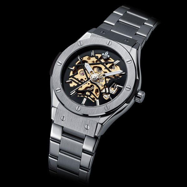 Prague Skeleton Metal Deluxe | Silver | Silver Link Strap