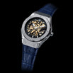 Blue Croc Pattern Leather Strap With Silver Buckle - Prague Deluxe